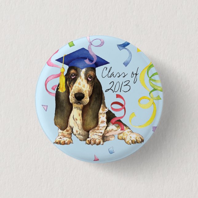 Badge Rond 2,50 Cm Diplômé de Basset (Devant)