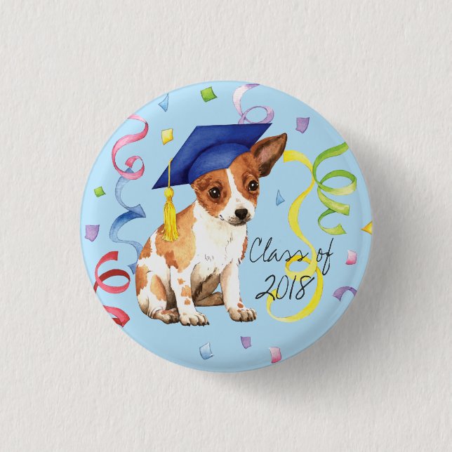 Badge Rond 2,50 Cm Diplômé du Chihuahua (Devant)
