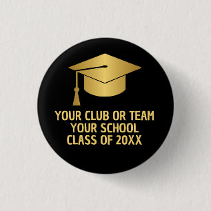 Badge Rond 2,50 Cm Diplôme personnalisé or et noir pour la remise des