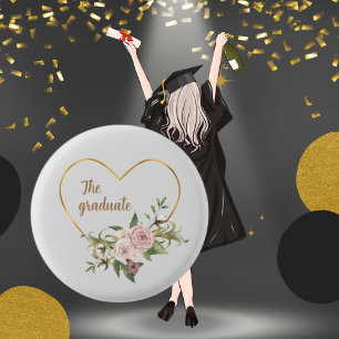 Badge Rond 2,50 Cm Diplômés, Feuilles floraux de fleurs