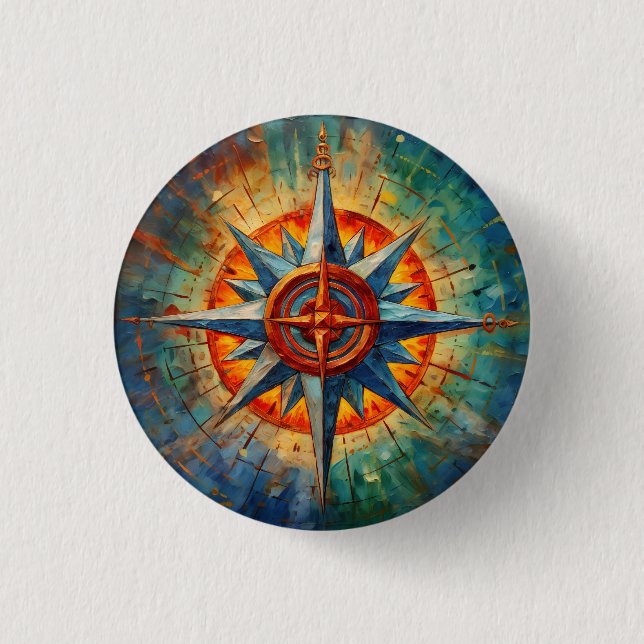 Badge Rond 2,50 Cm Direction au Chaos (Rose Compass) (Devant)