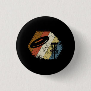 Badge Rond 2,50 Cm Disque Golf Panier Rétro