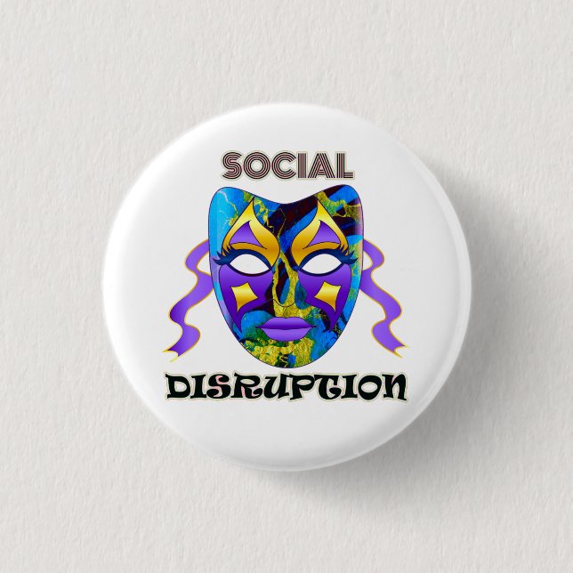 Badge Rond 2,50 Cm Distances sociales Perturbation Bold Coloré Masque (Devant)