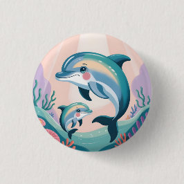 Badge Rond 2,50 Cm Dolphin Mom and Baby