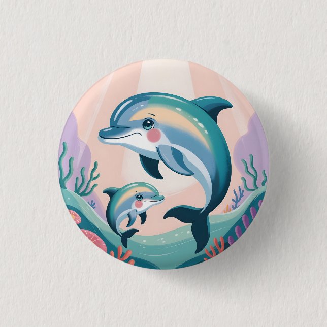 Badge Rond 2,50 Cm Dolphin Mom and Baby (Devant)