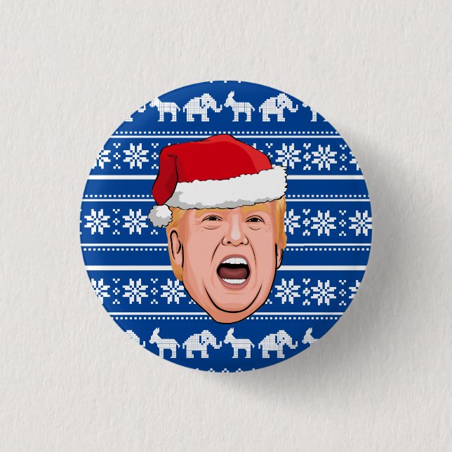 Badge Rond 2,50 Cm Donald Trump en colère Noël (Devant)