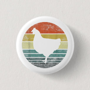 Badge Rond 2,50 Cm Dons De Poulets Amusants Fermier Rétro Vintage Far