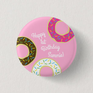 Badge Rond 2,50 Cm Donuts Doughnut colorée1er Anniversaire Thème de
