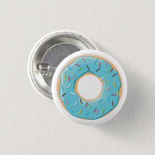 Badge Rond 2,50 Cm Donuts rose bleu et morceaux motif chocolat