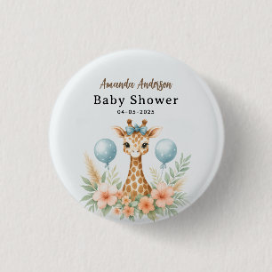 Badge Rond 2,50 Cm Douce Fête de Naissance de Bébé Girafe Garçon Sa