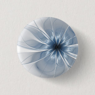 Badge Rond 2,50 Cm Doux et tendreté bleu fleur imaginaire fractal cu