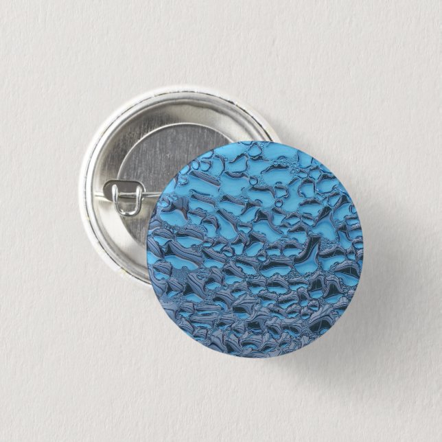 Badge Rond 2,50 Cm Doux gouttes de pluie sur verre bleu (Devant & derrière)