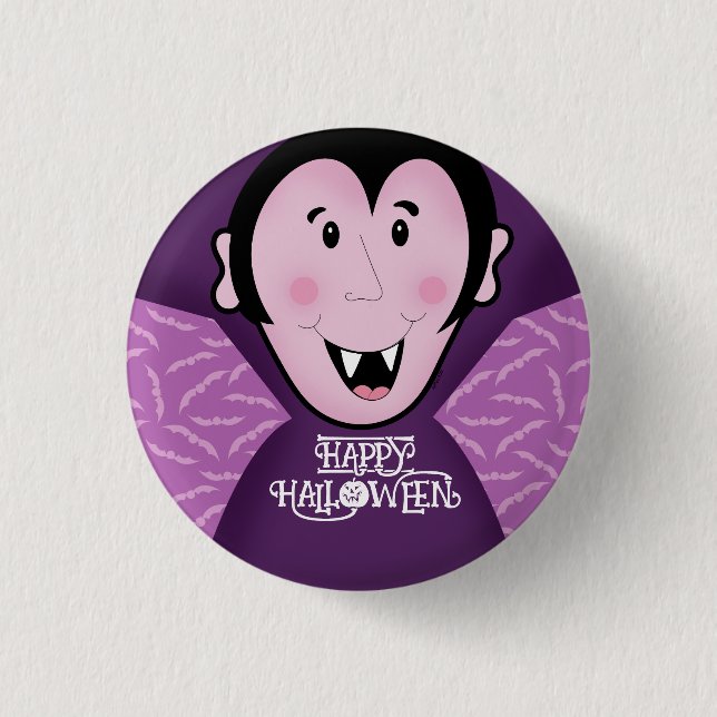Badge Rond 2,50 Cm Dracula Vampire chauve-chauve-souris violette Hall (Devant)
