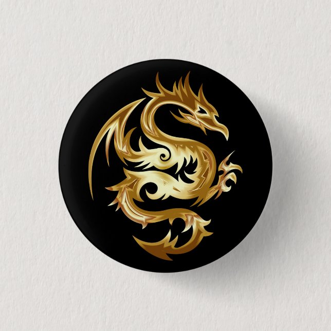 Badge Rond 2,50 Cm Dragon d'or étonnant (Devant)