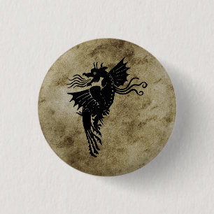Badge Rond 2,50 Cm Dragon Silhouette Spirit Animal Totem Emblem
