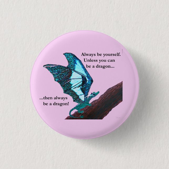Badge Rond 2,50 Cm Dragon sur la branche (Devant)