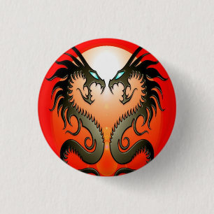 Badge Rond 2,50 Cm Dragons tribaux jumeaux