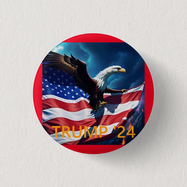 Badge Rond 2,50 Cm Drapeau américain Aigle TRUMP 2024 (Devant)