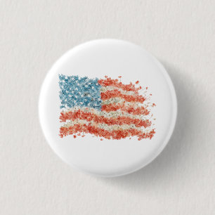 Badge Rond 2,50 Cm Drapeau américain floral USA