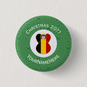 Badge Rond 2,50 Cm Drapeau belge ange Noël personnalisé
