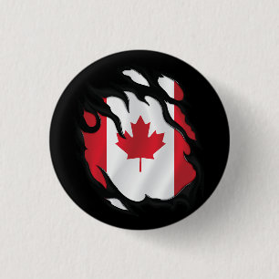 Badge Rond 2,50 Cm Drapeau canadien déchiré