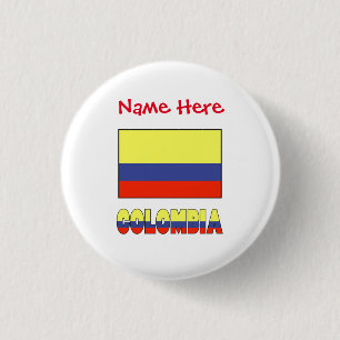 Badge Rond 2,50 Cm Drapeau Colombien Colombie Personnalisé Rouge