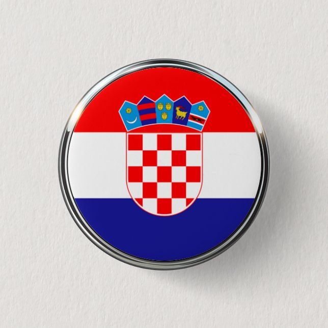 Badge Rond 2,50 Cm Drapeau croate avec armoiries (Devant)