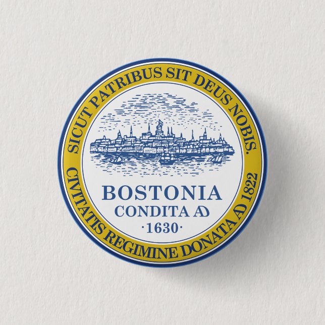 Badge Rond 2,50 Cm Drapeau de Boston, Massachusetts (Devant)