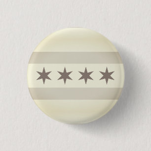 Badge Rond 2,50 Cm Drapeau de Chicago Noir