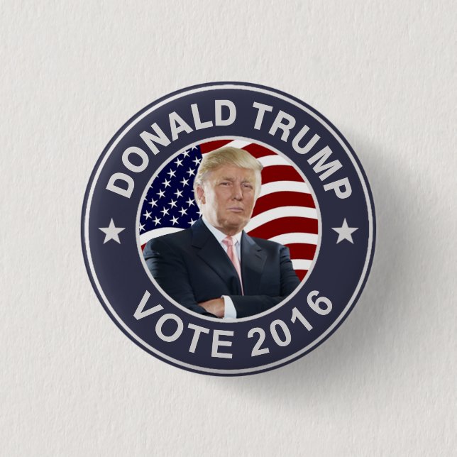 Badge Rond 2,50 Cm Drapeau de Donald Trump USA (Devant)