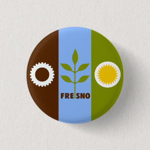 Badge Rond 2,50 Cm Drapeau de Fresno, Californie