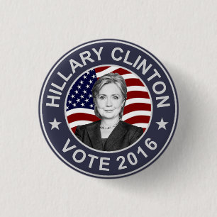 Badge Rond 2,50 Cm Drapeau de Hillary Clinton USA
