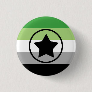 Badge Rond 2,50 Cm Drapeau de la fierté aromantique/aro avec étoile