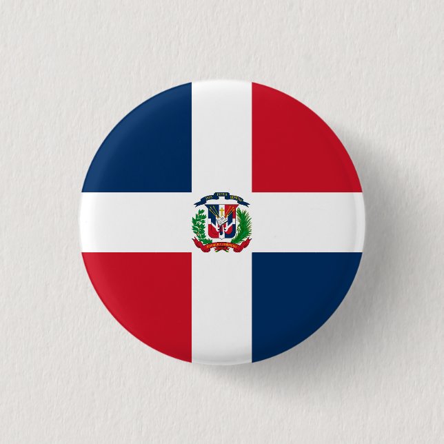 Badge Rond 2,50 Cm Drapeau de la République Dominicaine (Devant)