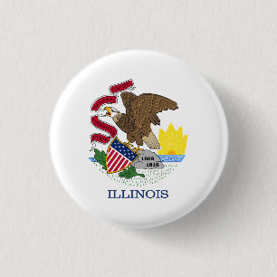 Badge Rond 2,50 Cm Drapeau de l'État de l'Illinois