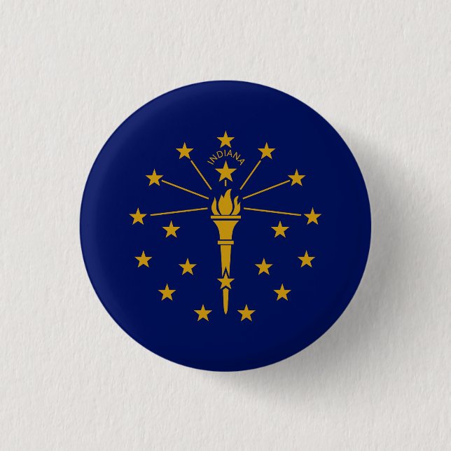Badge Rond 2,50 Cm Drapeau de l'État de l'Indiana (Devant)
