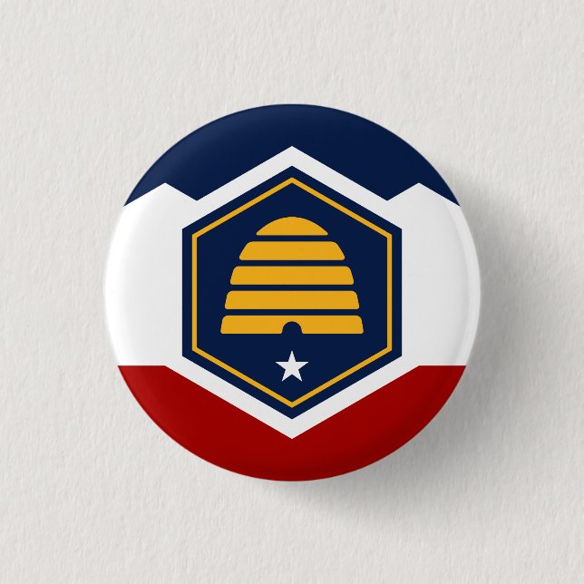Badge Rond 2,50 Cm Drapeau de l'État de l'Utah USA (Devant)