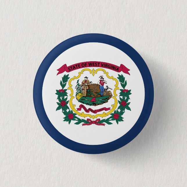 Badge Rond 2,50 Cm Drapeau de l'État de Virginie occidentale (Devant)