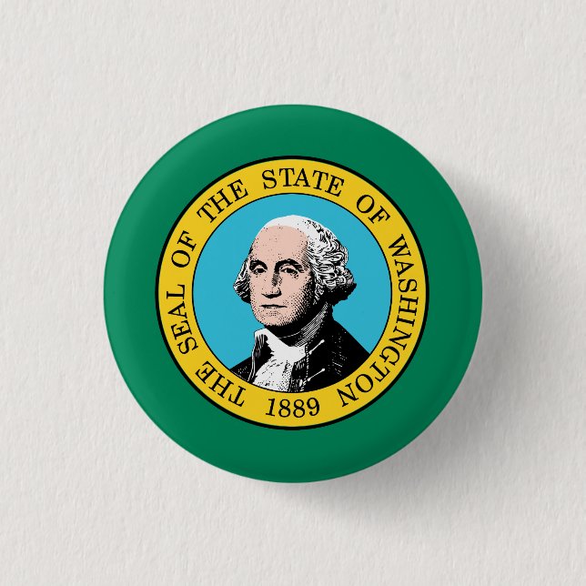 Badge Rond 2,50 Cm Drapeau de l'État de Washington (Devant)