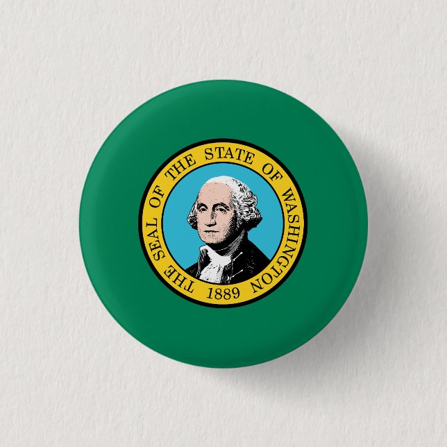 Badge Rond 2,50 Cm Drapeau de l'État de Washington États-Unis (Devant)