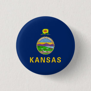 Badge Rond 2,50 Cm Drapeau de l'État du Kansas