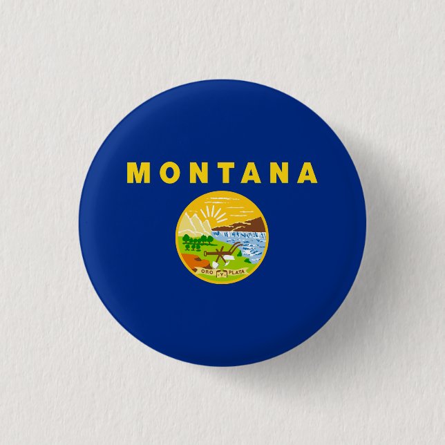 Badge Rond 2,50 Cm Drapeau de l'État du Montana (Devant)