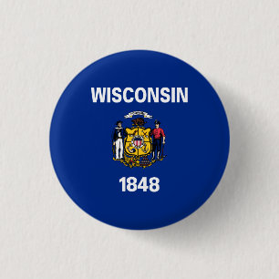 Badge Rond 2,50 Cm Drapeau de l'État du Wisconsin