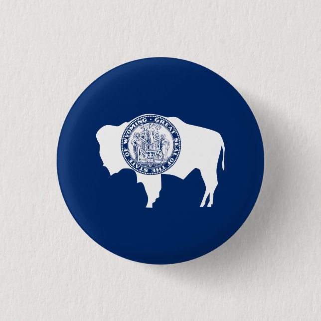 Badge Rond 2,50 Cm Drapeau de l'État du Wyoming (Devant)