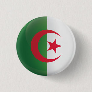 Badge Rond 2,50 Cm Drapeau de l'icône ronde Algérie