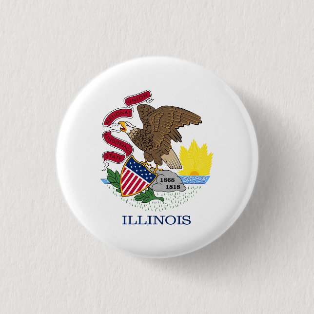 Badge Rond 2,50 Cm Drapeau de l'Illinois (Devant)