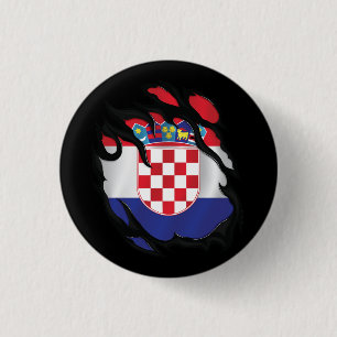 Badge Rond 2,50 Cm Drapeau déchiré de Croatie