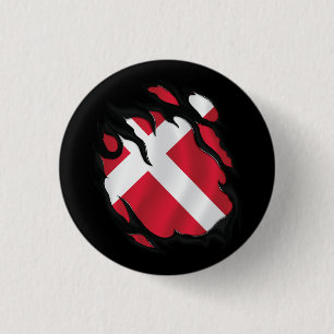 Badge Rond 2,50 Cm Drapeau déchiré du Danemark