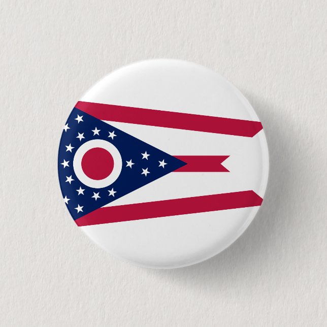Badge Rond 2,50 Cm Drapeau d'État de l'Ohio USA (Devant)