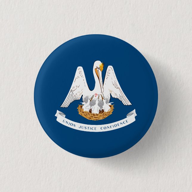 Badge Rond 2,50 Cm Drapeau d'État de Louisiane (Devant)